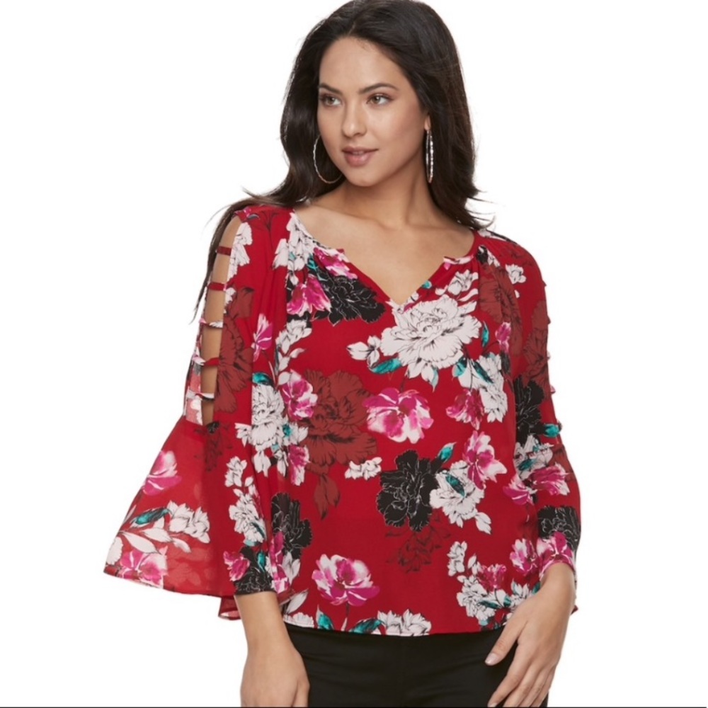 Jennifer Lopez bell-sleeve top